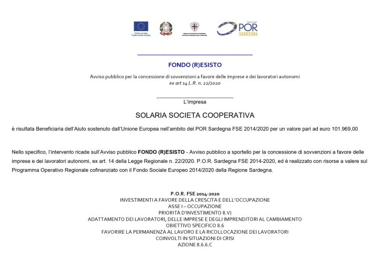 Contributi pubblici - Solaria Società Cooperativa